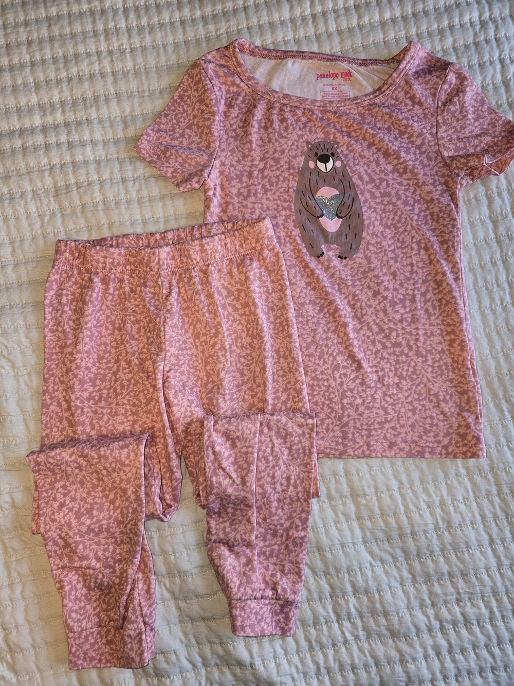 Penelope Mack Pink Bear Graphic Pajama Set